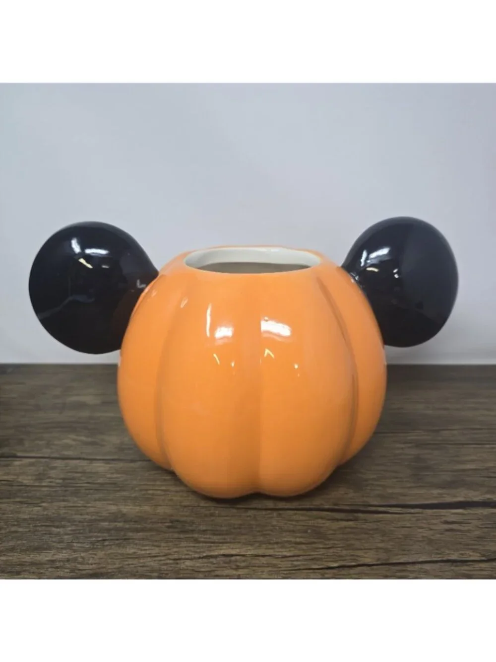 Disney Mickey Mouse Halloween Jack o Lantern Pumpkin Ceramic Cookie Jar Canister